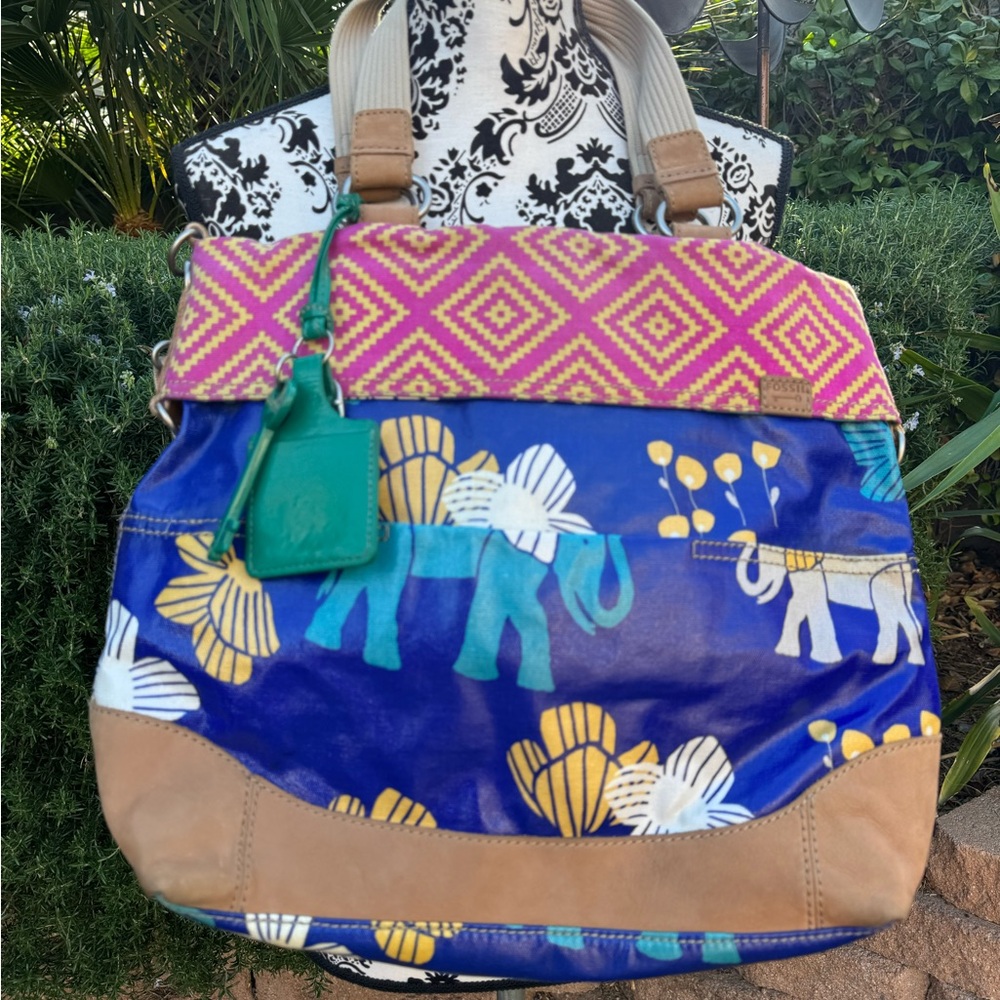 Fossil Multicolor Tote Bag with Elephant Design - Picture 9 of 15